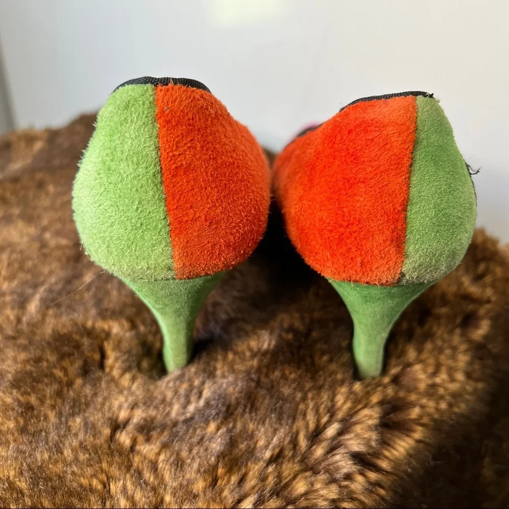 Vintage Rush‎ Hour Color Block Suede Heels